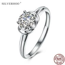 SILVERHOO-anillos de plata de ley 925 para mujer, joyería de aniversario romántica ajustable de circonita cúbica redonda 5A, nuevo listado 2024 - compra barato