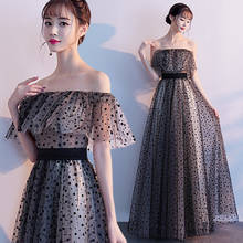 2019 New Fashion Evening Dress Sexy Off the Shoulder Short Sleeve a Line Prom Party Dress Banquet Evening Dress Boat Neck 2024 - buy cheap