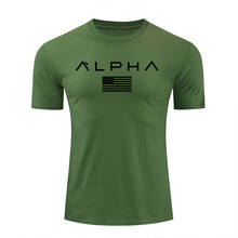 Новая модная футболка с принтом, Мужская свободная хлопковая Футболка со звездами, футболка с круглым вырезом, Альфа Америка, размеры, футболки с коротким рукавом 2024 - купить недорого