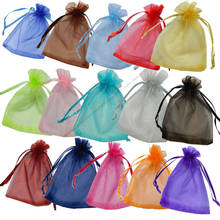 Bolsitas de Organza para joyería, bolsas pequeñas con cordón de colores mezclados aleatorios para anillos y collares, embalaje 5z, 100 unids/lote 2024 - compra barato