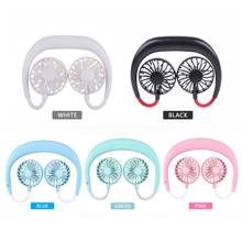 1PC High Quality Hands-free Mini Fans Neck Band Hanging USB Rechargeable Dual Fan Mini Air Cooler Summer Portable for Home Sport 2024 - buy cheap