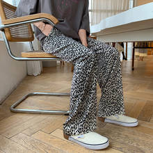Calças soltas de cintura alta com estampa de leopardo, calças largas para mulheres, retas, para outono 2024 - compre barato