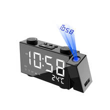 Despertador de projeção 180 ° para quarto, relógio de teto projetor com tela led digal de 6 polegadas, carregador usb, alarme duplo 12/24h 2024 - compre barato