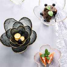 Flower Glass Bowl Fruit Yogurt Salad Bowl Nut Dessert Dish Creative Hammer Gold Inlay Transparent Tableware Home Decoration Gift 2024 - buy cheap