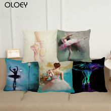Beautiful Girl Ballet Dance Linen Cushion Cover, Size 45x45cm, Home Bedroom Office Decoration, Hotel Decoration Cushion Cover  . 2024 - buy cheap