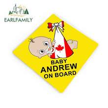 EARLFAMILY-pegatinas de coche personalizadas para bebé, 13cm x 12cm, bandera de Canadá, niño, parabrisas amarillo, gráfico 2024 - compra barato