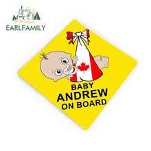 EARLFAMILY 13cm x 12cm Personalized Baby on Board Canada Flag Boy Yellow Car Windscreen Car Stickers Graphic 2024 - buy cheap