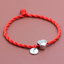 Kiss Heart Charm Beads Red Thread String Bracelet Diy Handmade A-Z Letters Pendant Lucky Rope Bracelet For Women Men Jewelry 2024 - buy cheap