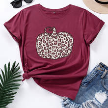 Halloween Tshirt Harajuku Leopard Pumpkin T-Shirt Plus Size Cotton Basic Tops Ladies Short Sleeve Funny Graphic Tee Shirt Femme 2024 - buy cheap