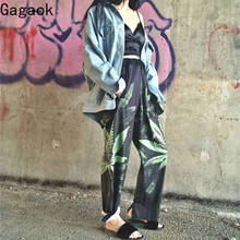 Gagaok Streetwear Pant 2020 Spring Autumn New Print High Elastic Waist Straight Loose Casual Harajuku Wild Female Fashion Pants 2024 - buy cheap