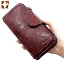 Women's wallet made of leather Wallets Three fold VINTAGE Womens purses mobile phone Purse Female Coin Purse Carteira Feminina 2024 - купить недорого
