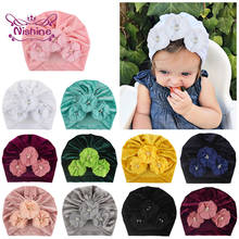 Nishine 18*17 CM Newborn Infant Soft Velvet Indian Hats Fashion Hand Sewn Beads Sun Flower Caps Baby Warm Headwear 11 Colors 2024 - buy cheap