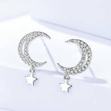 Pendientes de circonia cúbica con forma de luna y estrella para mujer, aretes pequeños, Circonia cúbica, Zirconia, circonita, zirconita 2024 - compra barato