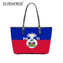 ELVISWORDS Haiti Flag Print Women PU Handbag Durable 2020 Fashion Haitian Female Casual Shoulder Tote Bag Street Handle Bag 2024 - buy cheap