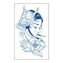 Водостойкая Временная тату-наклейка с соком грустная девушка Лотос цветок пражна маска стойкие татуировки флэш-тату искусственная тату для мужчин женщин мужчин 2024 - купить недорого