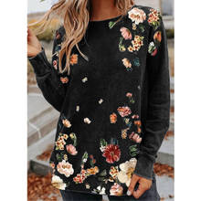 Ladies T-Shirt Spring New Fashion Vintage Print Flower Women's Clothing Long Sleeves Tops Casual Plus Size Soft Comfortable Tops 2024 - buy cheap