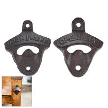 Cast Iron Wall Mount Bottle Opener Beer Open Brown "Open Here" Hanging Kitchen Tools Bar Gadget w/screw Vintage Decoration Gift 2024 - buy cheap