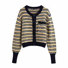 New Women Spring Autumn Cardigans Long Sleeve Ladies Short Sweater Stripe O Neck Cardigans Soft Handfeel Knit Chic Tops 2024 - buy cheap