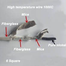 Frete grátis 10m fio de fibra de vidro de alta temperatura 16 quadrado 1000 graus fio resistente ao fogo níquel puro 1000c 2024 - compre barato