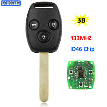 New Replacement 3 Button Remote Key Fob New Smart Car Key 433MHz for Honda Accord Civic CRV 2008-2012 ID46 Chip Uncut Blade 2024 - buy cheap