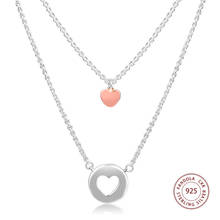 Layered Heart Necklace Pendants 925 Sterling Silver Link Chain Necklaces for Women Fashion Jewelry collier femme Accesorios 2024 - buy cheap