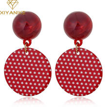 XIYANIKE-pendientes acrílicos de punto de onda roja para mujer, aretes colgantes de resina, joyería de moda 2024 - compra barato