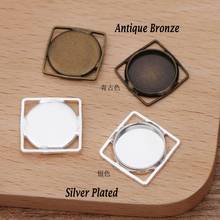100pcs silver plated antique bronze into 12mm tray 14mm square bezel blank pendant base cabochon settings 2024 - buy cheap