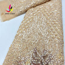 Lentejuelas nigerianas de secuencia dorada, tela de malla de tul africano de alta calidad para vestido de boda, 2020 2024 - compra barato