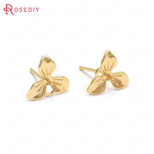 (37355)10PCS 10x9MM 24K Gold Color Brass Flower Stud Earrings Pins High Quality Jewelry Making Supplies Diy Findings Accessories 2024 - buy cheap