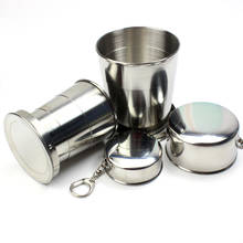 Stainless Steel Folding Cup With Keychain Camping Folding Cups Traveling Outdoor Collapsible Cup With Lid Portable Drinkware 2024 - buy cheap