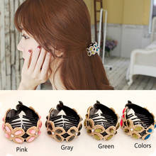 Korean Hair Accessories Four-leaf Flower Rhinestone Ponytail Clips Luxury Crystal Lace Decorate Banana Hair Clips Headwear Gift 2024 - buy cheap