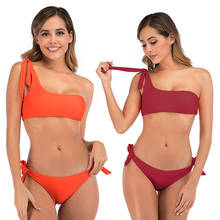 2020 New Biquini one shoulder bikini 2 piece swimsuit women sexy swimwear Push Up Bathing Suit swimming suit for womens Thong 2024 - buy cheap