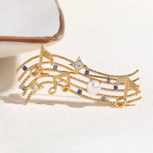 Vanssey-broche de diamantes de imitación con perlas naturales para mujer, joyería de lujo a la moda, broche con estrella con nota musical, accesorios para fiesta de boda, novedad de 2020 2024 - compra barato