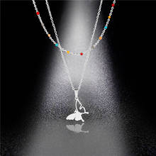 Ins Simple Butterfly Necklace&Pendant for Women Stainless Steel Double Oil Drop Chain Butterfly Jewelry Best Gift 2024 - buy cheap