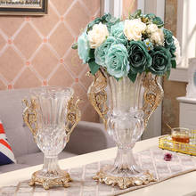 Современная и простая Золотая ваза, украшение для гостиной, Цветочная композиция, стеклянная прозрачная водная культура, скандинавский Декор для дома 2024 - купить недорого