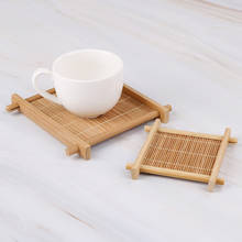 1pc Mini Handmade Bamboo Cup Mat Kung Fu Tea Accessories Table Placemats Coaster Coffee Cups Drinks Kitchen Product Mug Pads 2024 - buy cheap