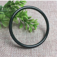 Brazalete de Jade negro Natural para mujer, pulsera redonda tallada a mano, accesorios de joyería, moda masculina 2024 - compra barato