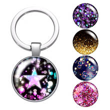 LLavero de cristal brillante para hombre y mujer, llavero con forma de estrella y puntos, Burbuja, bolsa, llavero de coche, anillo, color plateado, regalos 2024 - compra barato