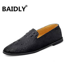 Genuine Leather Men Shoes New Fashion Male Loafers High Quality Round Toe Casual Flats Male Walking Shoes 2024 - buy cheap