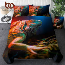 BeddingOutlet-Juego de cama de lagarto, funda de edredón camaleón colorido con funda de almohada, colcha con estampado 3D, ropa de cama para fotografía 2024 - compra barato