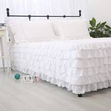 Lace embroidered bedspread Korean princess 6 cake layers pure cotton bed skirt 40/45cm покрывало bed apron free shipping YYX 2024 - buy cheap