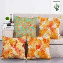 Maple leaf impressão casa capa de almofada laranja folha 45x45cm capa de almofada macia capa de colchão de assento de carro decoração para casa t304 2024 - compre barato