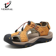 VESONAL 46 47 big size 2021 summer Genuine Leather sandal shoes Men sandals casual male sandalias zapatos de hombre Comfortable 2024 - compre barato