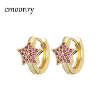 cmoonry Fashion Cubic Zircon Cute Star Gold Color Hoop Earrings For Women Wedding Jewelry Female Engagement Earring Femme Bijoux 2024 - buy cheap