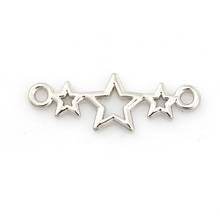 Doreenbeads moda conectores de liga de zinco pentagrama estrela cor de prata joias diy acessórios de busca 25mm x 9mm, 4 peças 2024 - compre barato