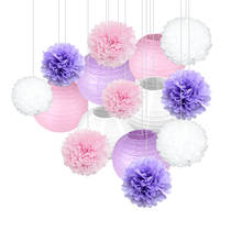 15 pçs/set rosa azul roxo papel flor bolas poms favo de mel bolas lanternas de papel festa de aniversário casamento casa decorações 2024 - compre barato
