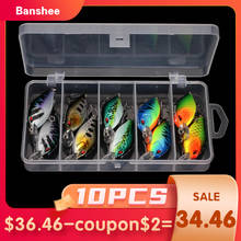 Banshee conjunto de iscas de pesca em forma de lúcio, 10 peças de iscas rasas com chocalho para mergulho, isca de corrico rígida com 58mm e 9g 2024 - compre barato