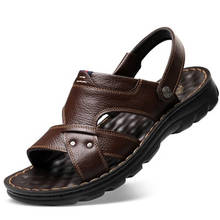 Sandalias clásicas suaves para hombre, zapatos informales cómodos de cuero genuino, zapatillas de playa de estilo romano de alta calidad para verano 2024 - compra barato