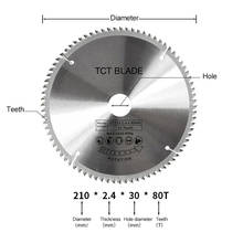 Disco de hoja de sierra Circular de acero de aleación de carburo, 210mm, 80 dientes, para madera y Metal de aluminio, herramientas rotativas para carpintería 2024 - compra barato