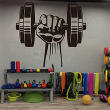 Mão de Fitness Workout Gym Levantamento De Peso Dumbbell Vinil Decalque Da Parede Adesivos de Vinil Quarto Pintura Mural Da Parede Do Esporte Ginásio Estúdio Decor AC530 2024 - compre barato